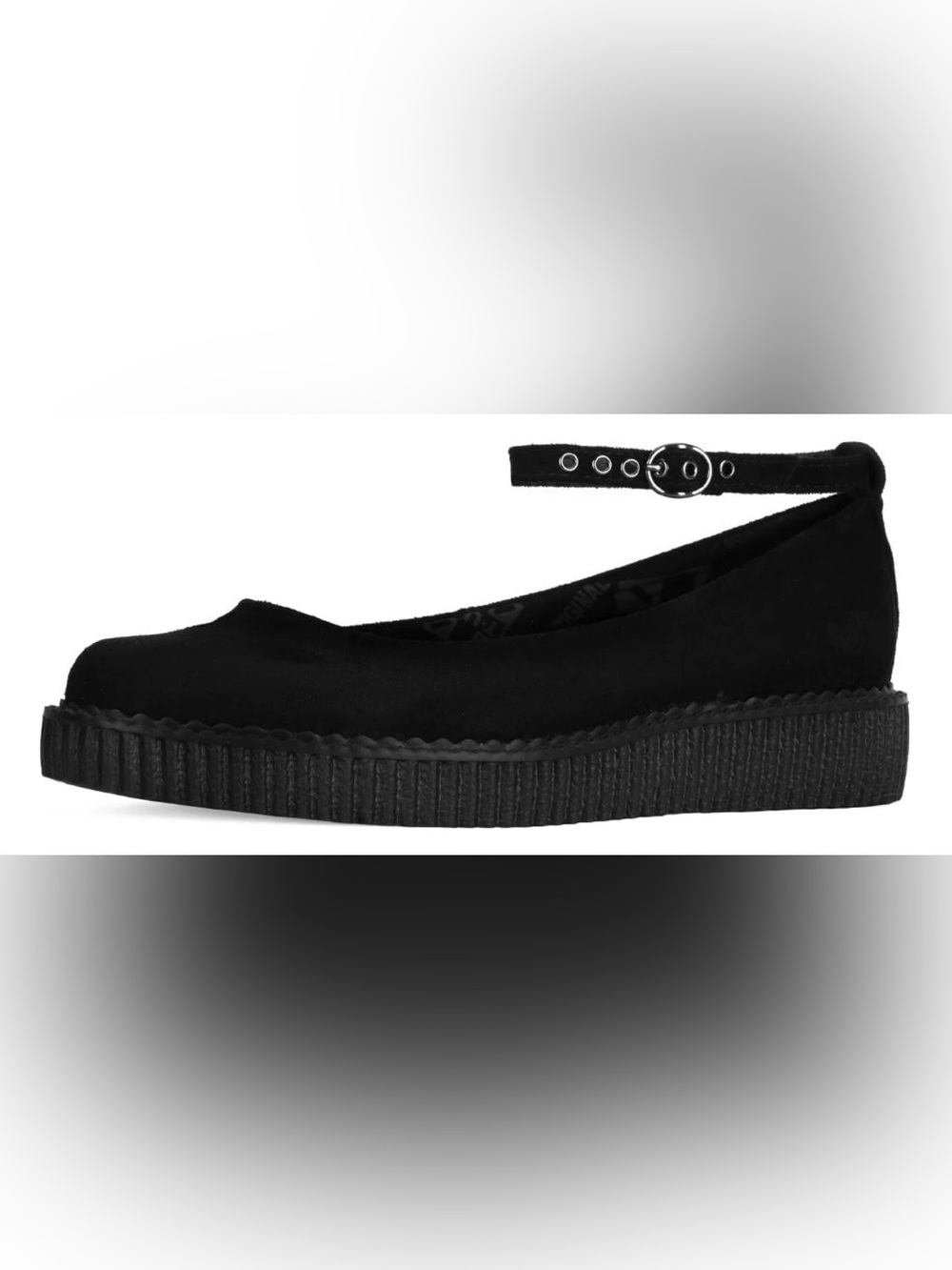 T.U.K Black Pointed Ballet Ankle Strap Creeper